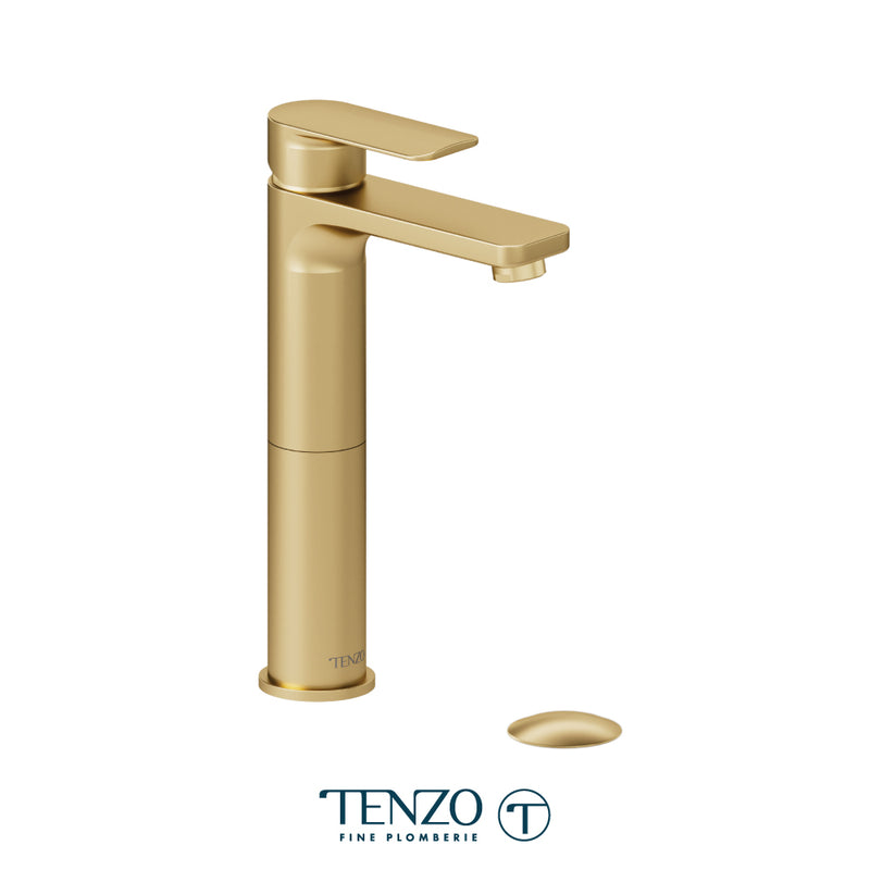 Tenzo Delano Single Hole Tall Lavatory Faucet Brushed Gold With (W/O Overflow) Drain - DE12H-W-BG