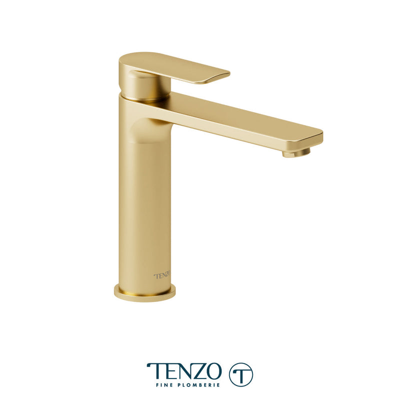 Tenzo Delano Single Hole Tall Lavatory Faucet Brushed Gold - DE12M-BG