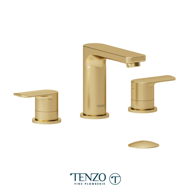 Tenzo Delano 8in Lavatory Faucet Brushed Gold With (Overflow) Drain - DE13-P-BG
