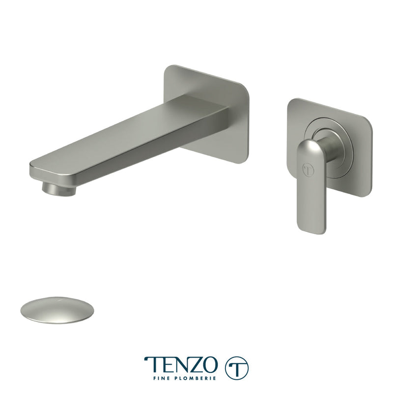 Tenzo Delano Wall Mount Lavatory Faucet Brushed Nickel With (Overflow) Drain - DE14-P-BN