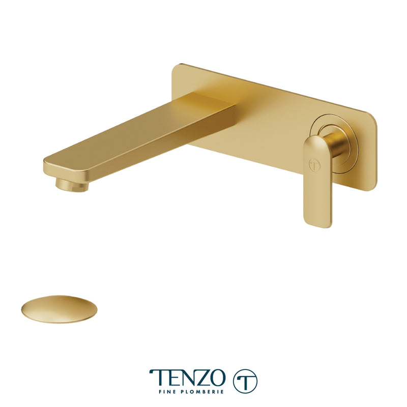 Tenzo Delano Wall Mount Lavatory Faucet Brushed Gold With (W/O Overflow) - DE15-W-BG