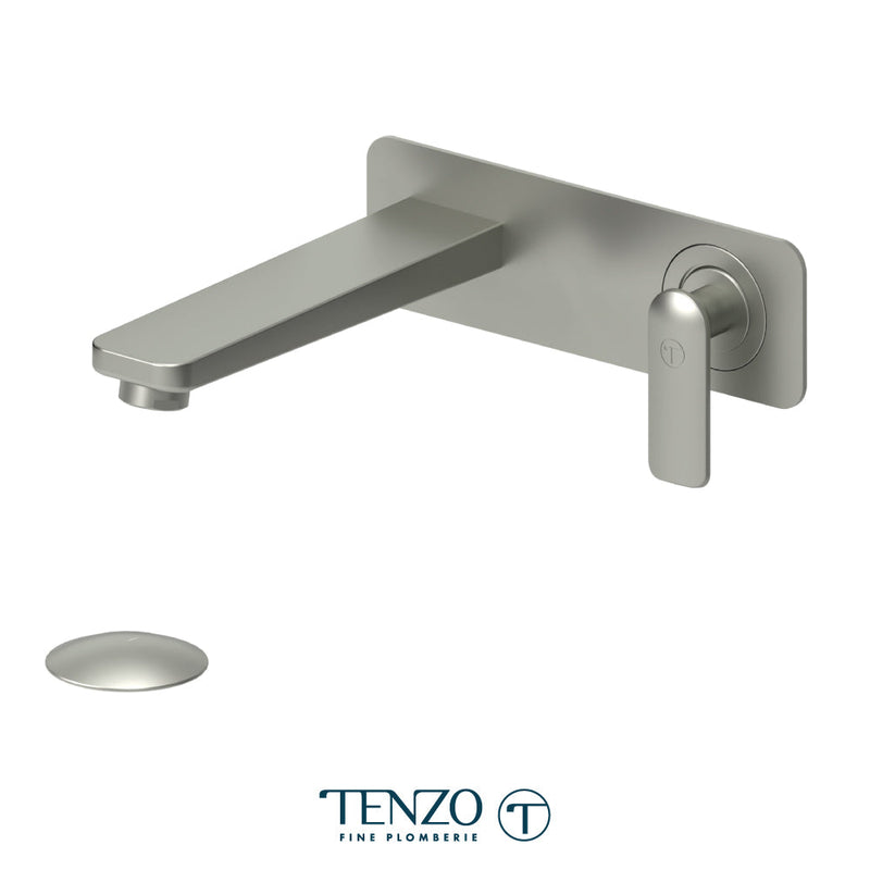 Tenzo Delano Wall Mount Lavatory Faucet Brushed Nickel With (Overflow) Drain - DE15-P-BN