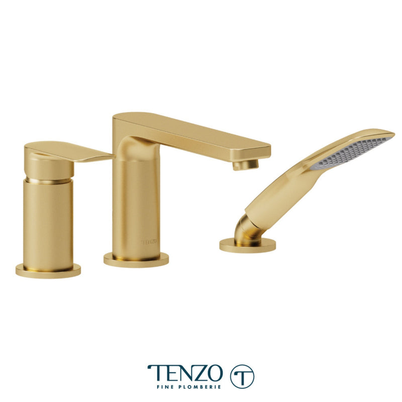 Tenzo Delano Deck Mount 3 Pcs Tub Filler Brushed Gold - DE35-PB-BG