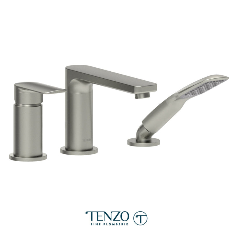 Tenzo Delano Deck Mount 3 Pcs Tub Filler Brushed Nickel - DE35-PB-BN
