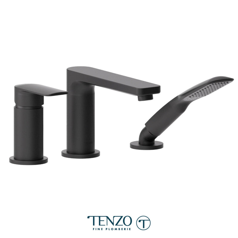 Tenzo Delano Deck Mount 3 Pcs Tub Filler Matte Black - DE35-PB-MB