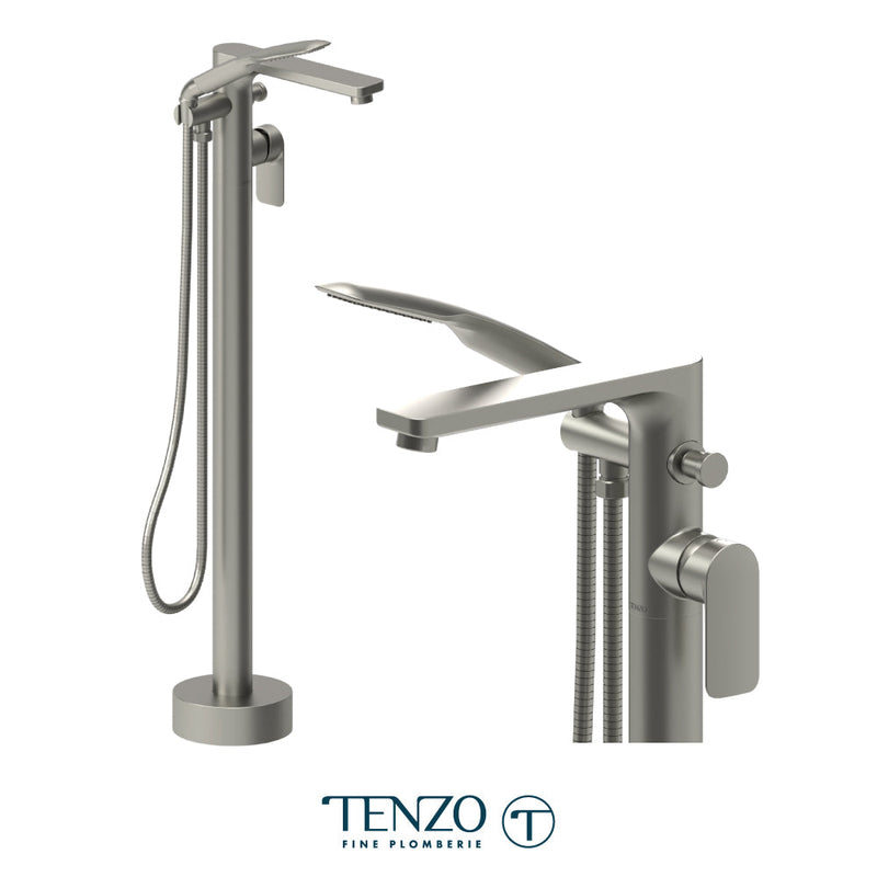 Tenzo Delano Floor Mount 3 Pcs Tub Filler Brushed Nickel - DE52-BN
