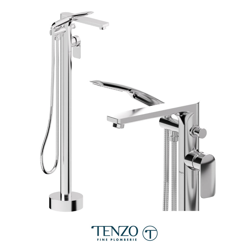 Tenzo Delano Floor Mount 3 Pcs Tub Filler Chrome - DE52-CR