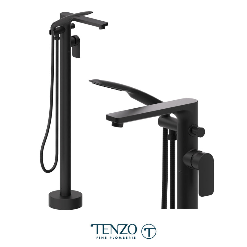 Tenzo Delano Floor Mount Tub Filler Matte Black - DE52-MB