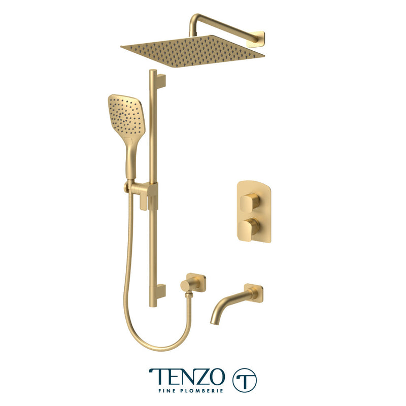 Tenzo Delano T-Box Kit 3 Functions Pres Bal Brushed Gold Finish - DEPB33-501125-BG