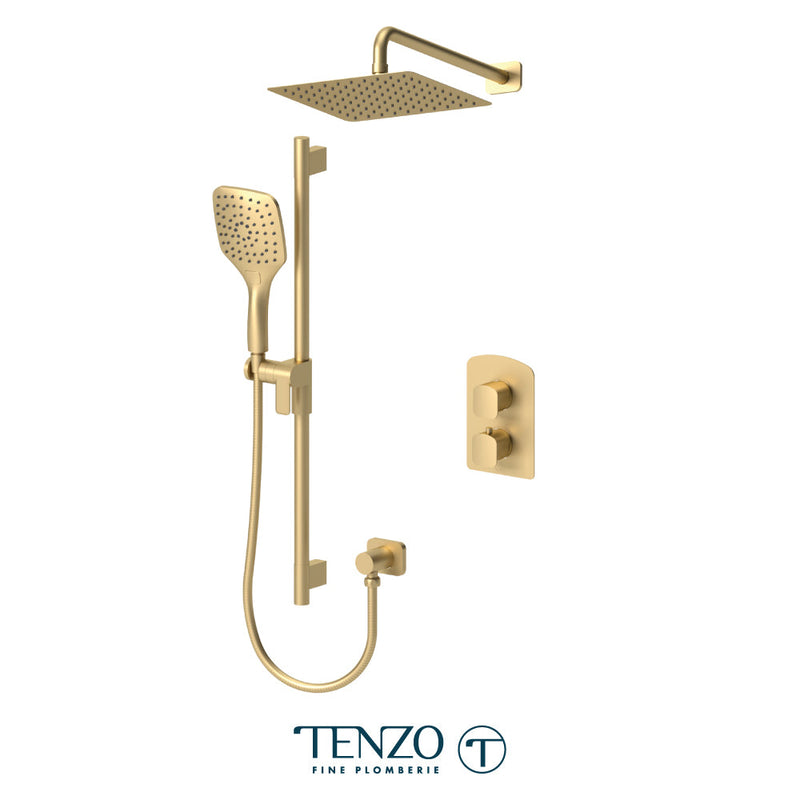 Tenzo Delano T-Box Kit 2 Functions Thermo Brushed Gold Finish - DET32-20111-BG