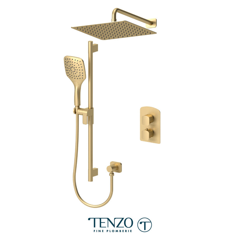 Tenzo Delano T-Box Kit 2 Functions Thermo Brushed Gold Finish - DET32-20112-BG