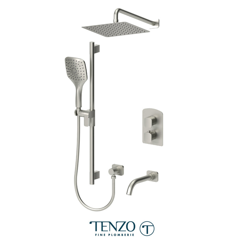 Tenzo Delano T-Box Kit 3 Functions Thermo Brushed Nickel Finish - DET33-501115-BN