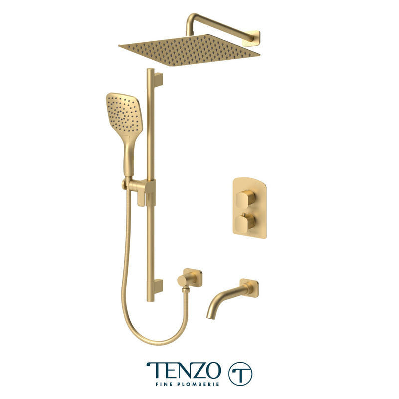 Tenzo Delano T-Box Kit 3 Functions Thermo Brushed Gold Finish - DET33-501125-BG