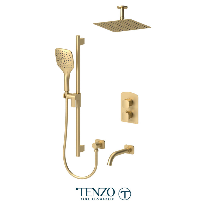 Tenzo Delano T-Box Kit 3 Functions Thermo Brushed Gold Finish - DET33-511315-BG