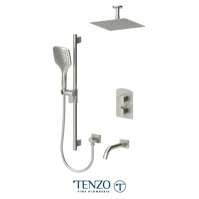 Tenzo Delano T-Box Kit 3 Functions Thermo Brushed Nickel Finish - DET33-511315-BN