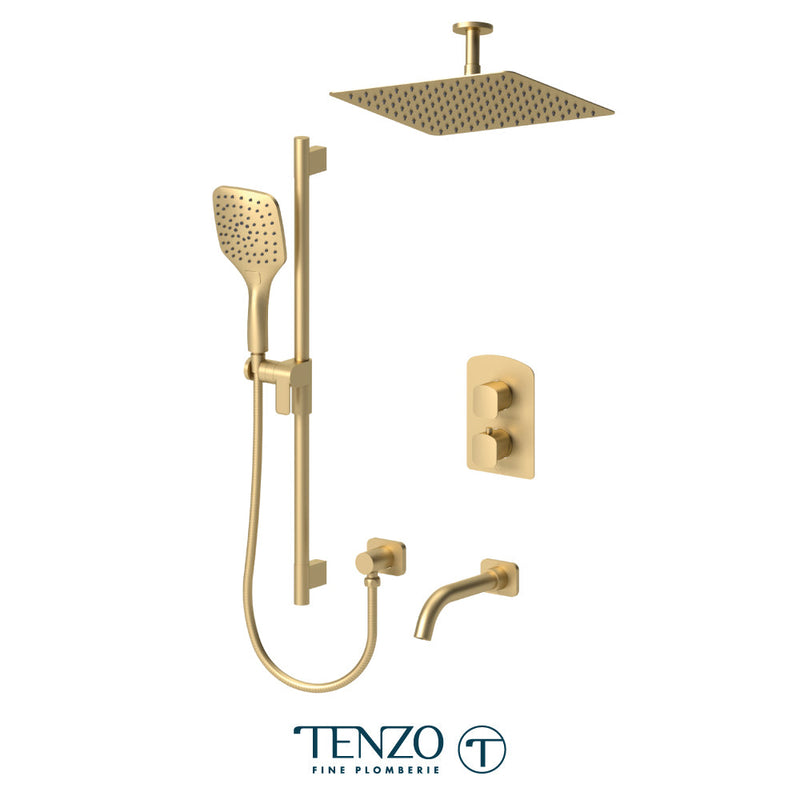 Tenzo Delano T-Box Kit 3 Functions Thermo Brushed Gold Finish - DET33-511325-BG