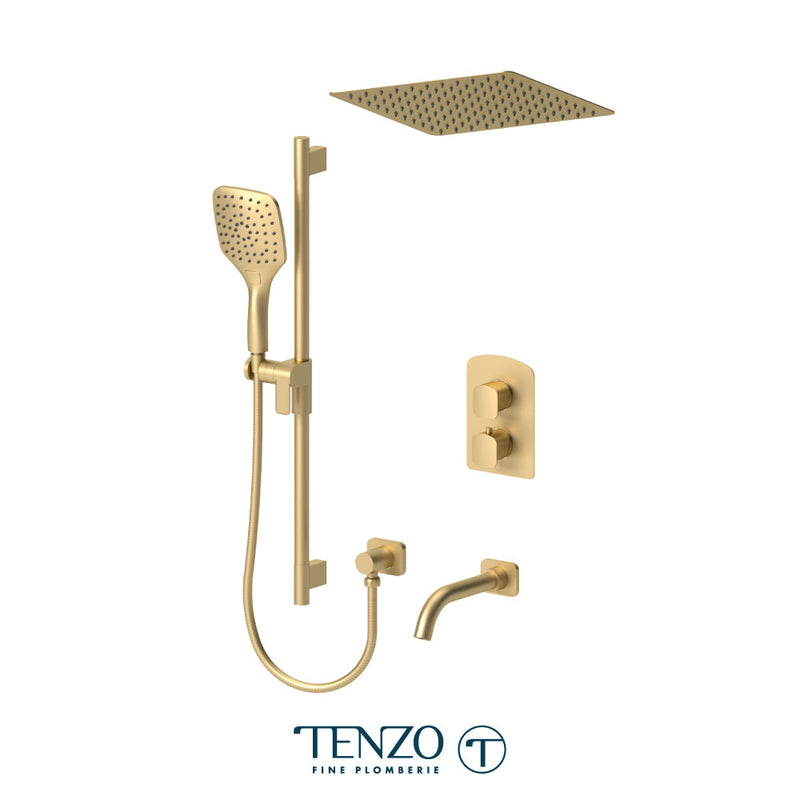 Tenzo Delano T-Box Kit 3 Functions Thermo Brushed Gold Finish - DET33-511655-BG