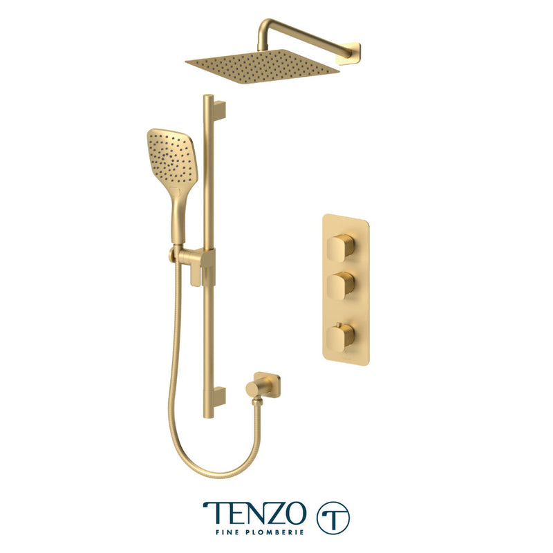 Tenzo Delano Extenza Kit 2 Functions Thermo Brushed Gold Finish - DET42-20111-BG