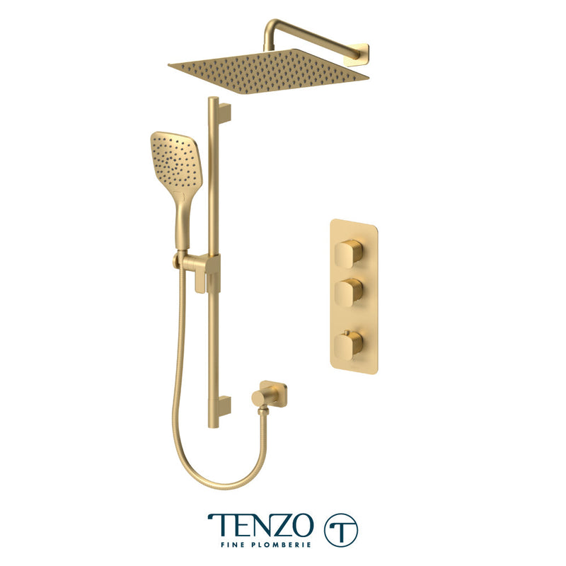 Tenzo Delano Extenza Kit 2 Functions Thermo Brushed Gold Finish - DET42-20112-BG