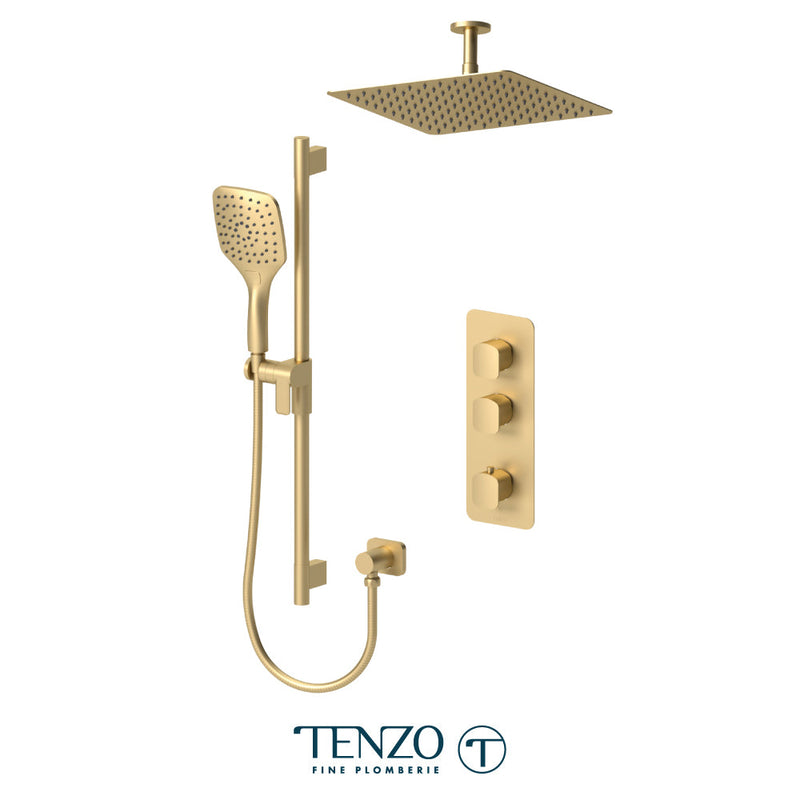 Tenzo Delano Extenza Kit 2 Functions Thermo Brushed Gold Finish - DET42-21132-BG