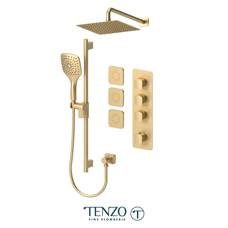 Tenzo Delano Extenza Kit 3 Functions Thermo Brushed Gold Finish - DET43-571168-BG