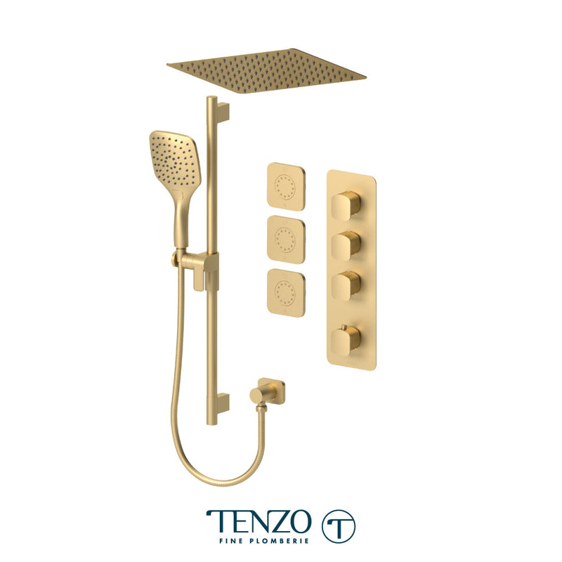 Tenzo Delano Extenza Kit 3 Functions Thermo Brushed Gold Finish - DET43-601658-BG