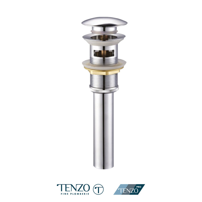 Tenzo Push Pop-Up Drain With Oveflow Round Chrome - DR-OF-01-CR