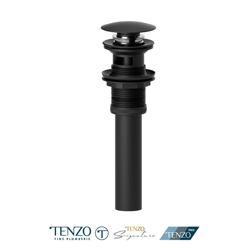 Tenzo Push Pop-Up Drain With Oveflow Round Matte Black - DR-OF-01-MB