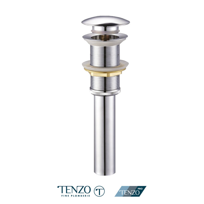 Tenzo Push Pop-Up Drain Without Oveflow Round Chrome - DR-WOF-01-CR