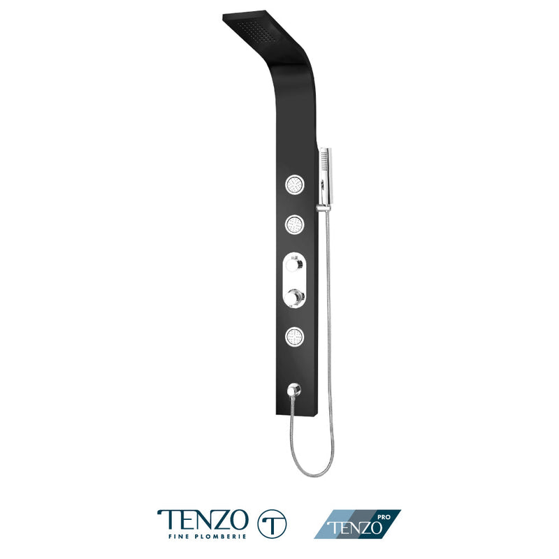 Tenzo Evolo Shwr Col. Stain. Steel [Sh. Head 3 Jets Hand Shwr] Pres. Balanced/Div. Finish Matte Black - ETZST-52-MB