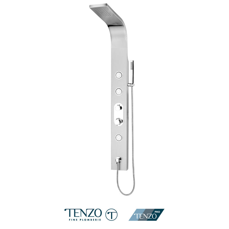 Tenzo Evolo Shwr Col. Stain. Steel [Sh. Head 3 Jets Hand Shwr] Pres. Balanced/Div. Brushed - ETZST-52