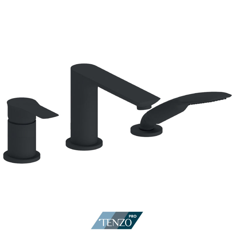 Tenzo Galia Deck Mount 3 Pcs Tub Filler Matte Black - GA35-PB-MB