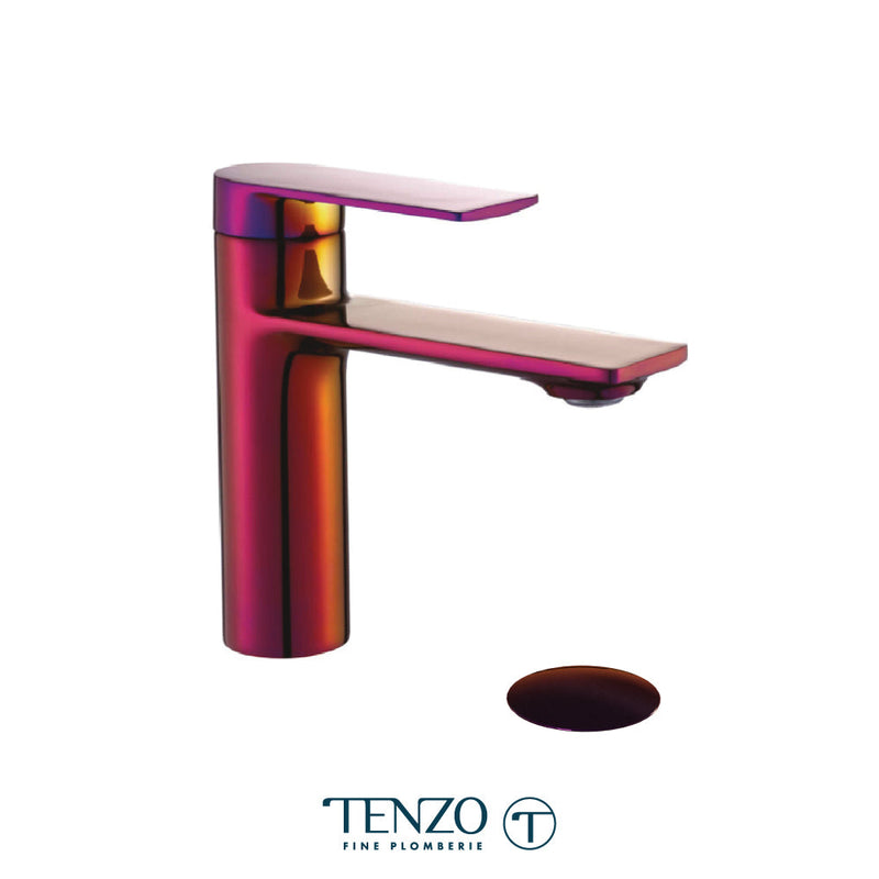 Tenzo Glam Single Hole Lavatory Faucet Polished Purple With (Overflow) Drain - GL11-P-PP