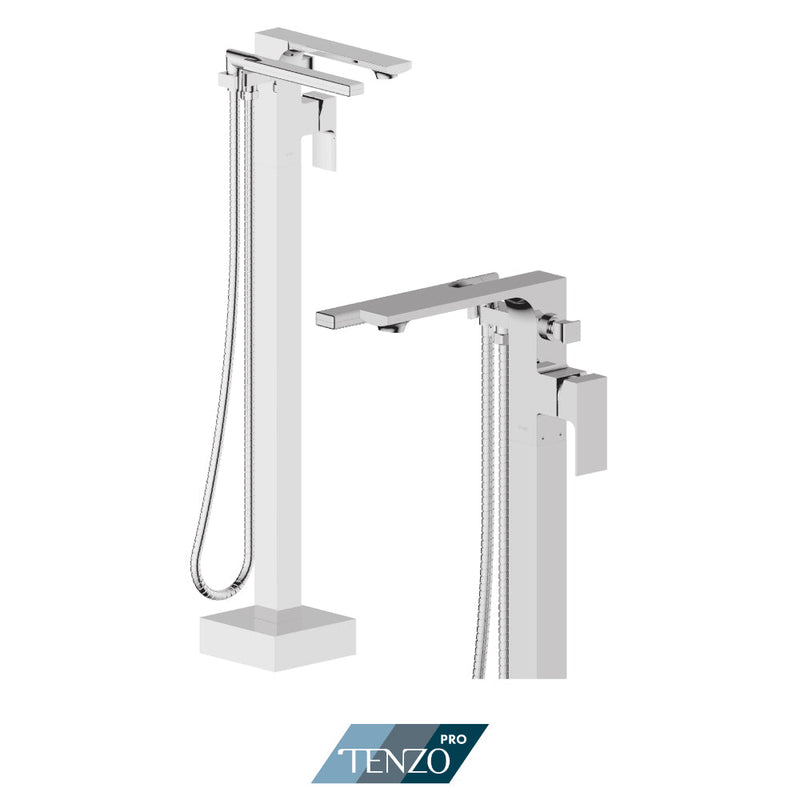 Tenzo Kalissa Floor Mount 3 Pcs Tub Filler Chrome - KA52-PB-CR