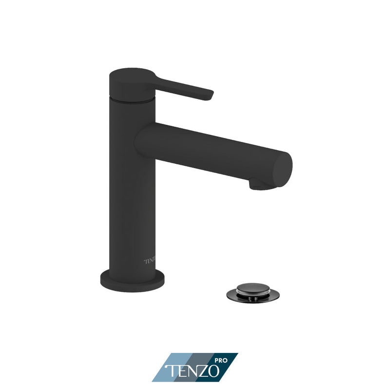 Tenzo Mylo Single Hole Lavatory Faucet Matte Black With Drain (Overflow) - MY11-P-MB