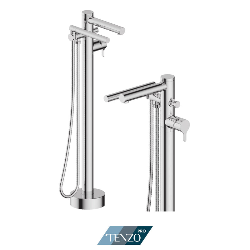 Tenzo Mylo Floor Mount 3 Pcs Tub Filler Chrome - MY52-PB-CR
