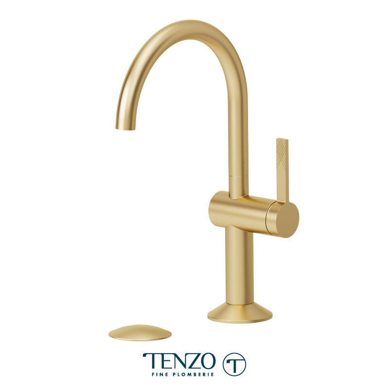 Tenzo Paloma Single Hole Lavatory Faucet Brushed Gold With (W/O Overflow) Drain - PAL10-W-BG