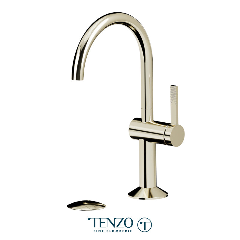 Tenzo Paloma Single Hole Lavatory Faucet Champain Gold With (Overflow) Drain - PAL10-P-CG