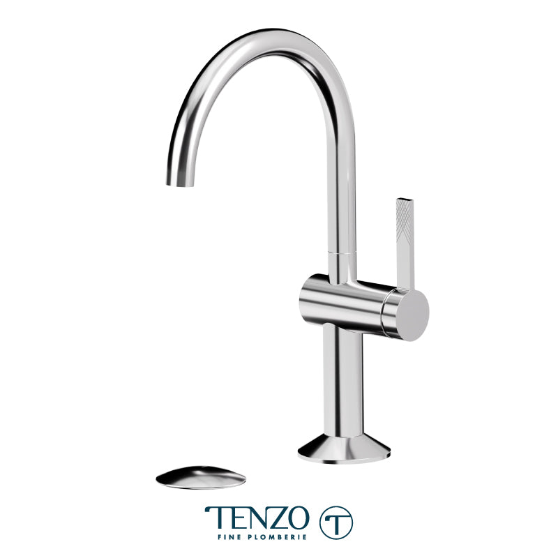 Tenzo Paloma Single Hole Lavatory Faucet Chrome With (Overflow) Drain - PAL10-P-CR
