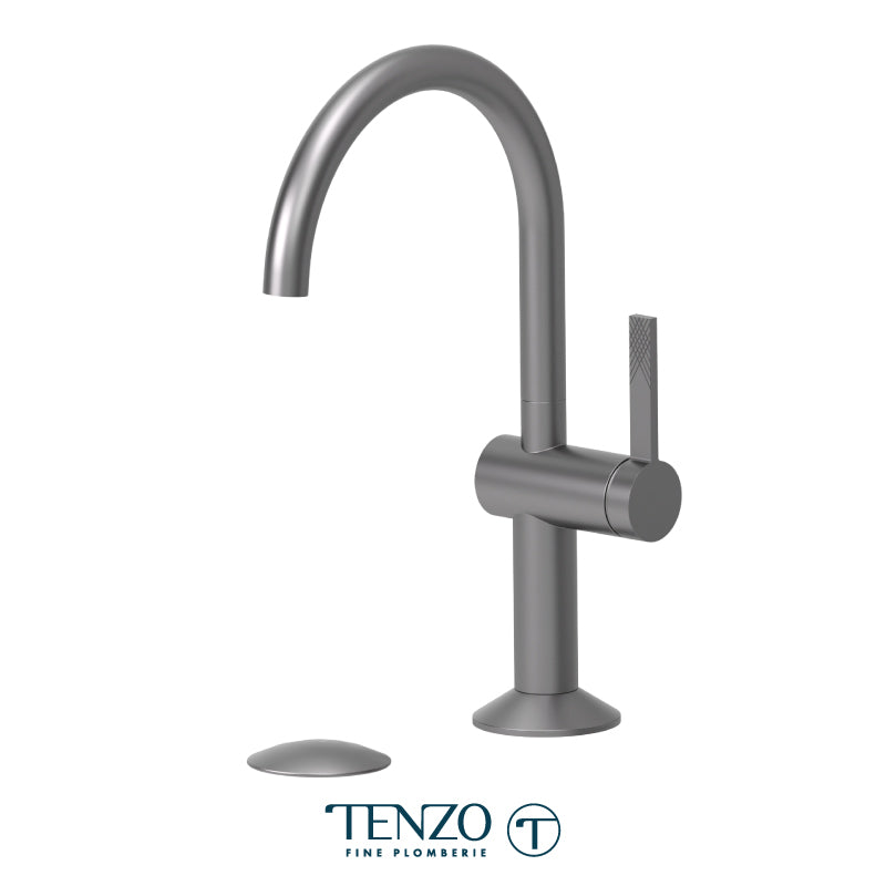 Tenzo Paloma Single Hole Lavatory Faucet Gun Metal With (W/O Overflow) Drain - PAL10-W-GM