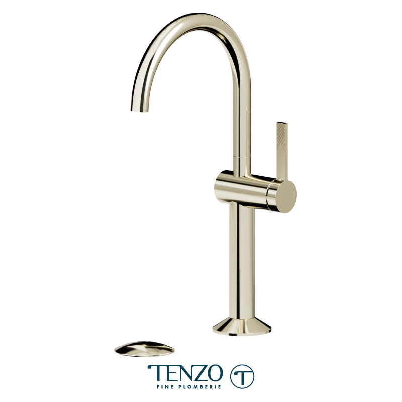 Tenzo Paloma Single Hole Tall Lavatory Faucet Champain Gold With (W/O Overflow) Drain - PAL12-W-CG