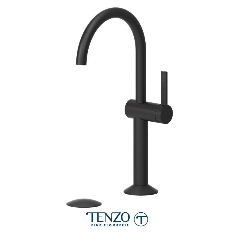 Tenzo Paloma Single Hole Tall Lavatory Faucet Matte Black With (W/O Overflow) Drain - PAL12-W-MB