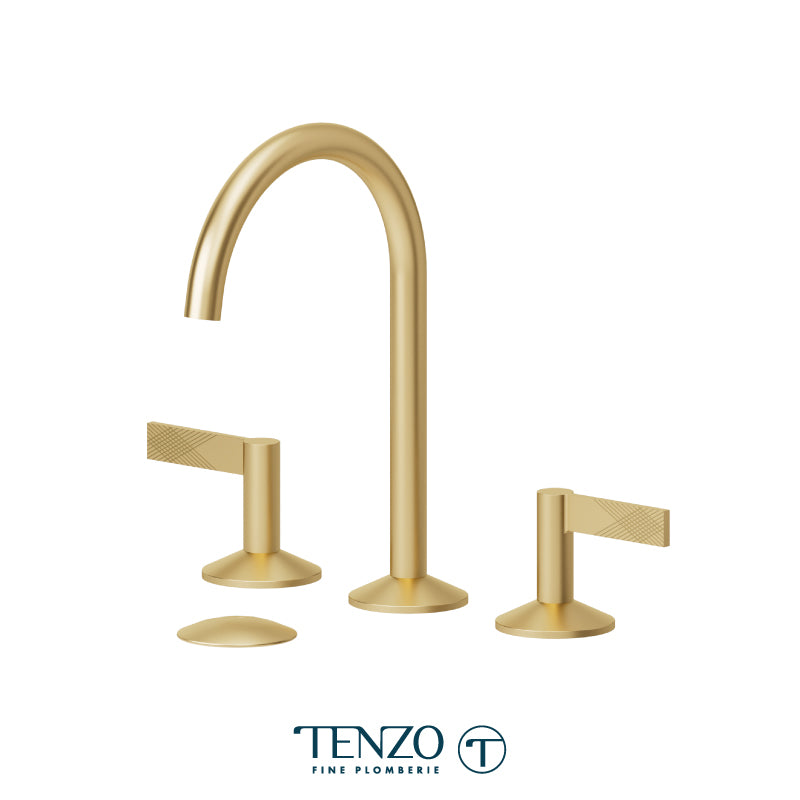 Tenzo Paloma 8in Lavatory Faucet Brushed Gold With (W/O Overflow) Drain - PAL13-W-BG