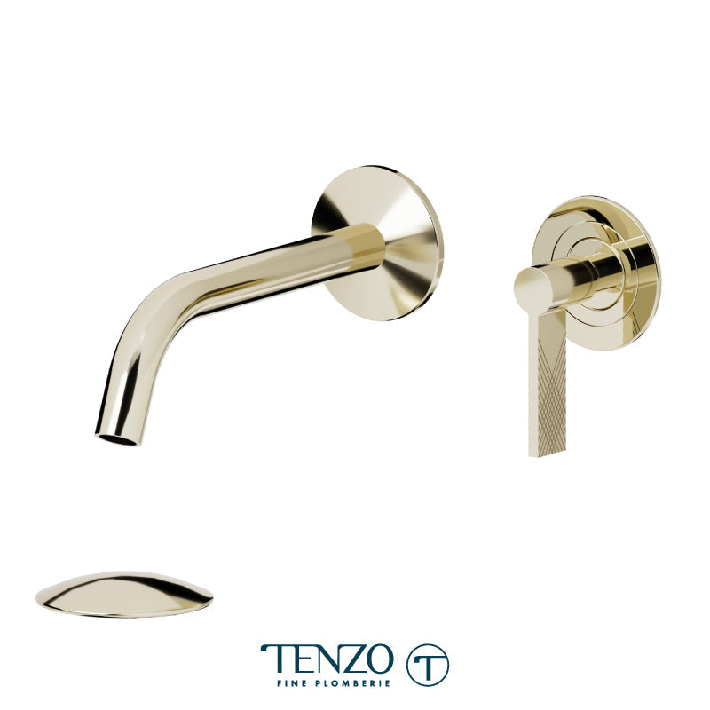 Tenzo Paloma Wall Mount Lavatory Faucet Champain Gold With (Overflow) Drain - PAL14-P-CG