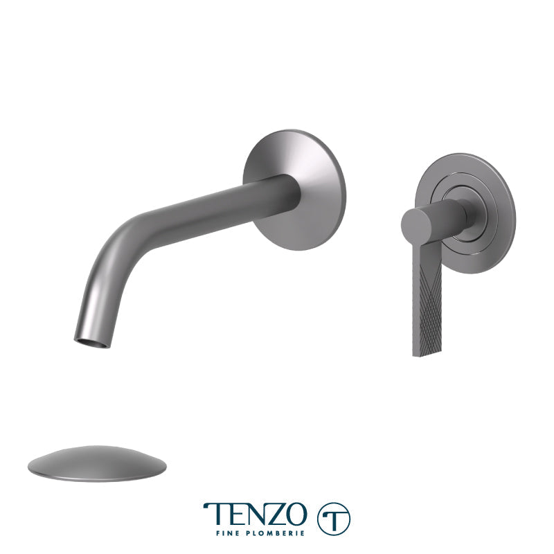 Tenzo Paloma Wall Mount Lavatory Faucet Gun Metal With (Overflow) Drain - PAL14-P-GM