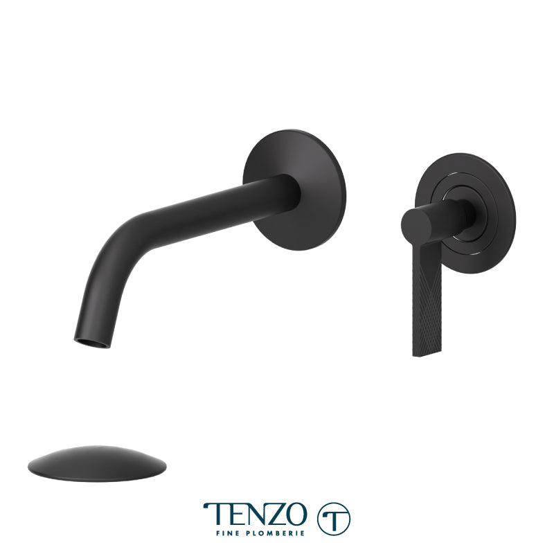 Tenzo Paloma Wall Mount Lavatory Faucet Matte Black With (W/O Overflow) Drain - PAL14-W-MB