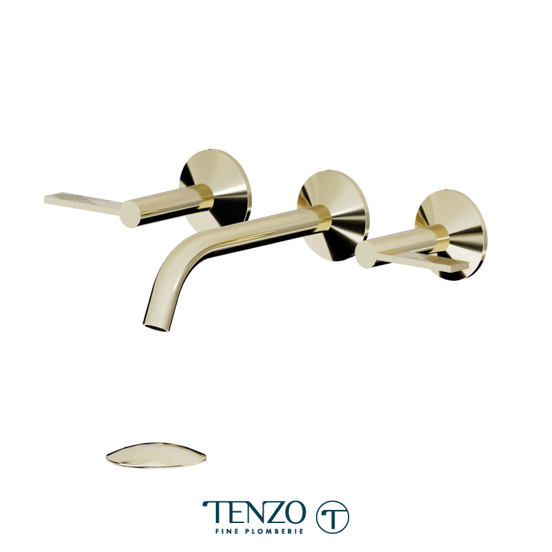 Tenzo Paloma Wall Mount Lavatory Faucet Champain Gold With (W/O Overflow) Drain - PAL16-W-CG