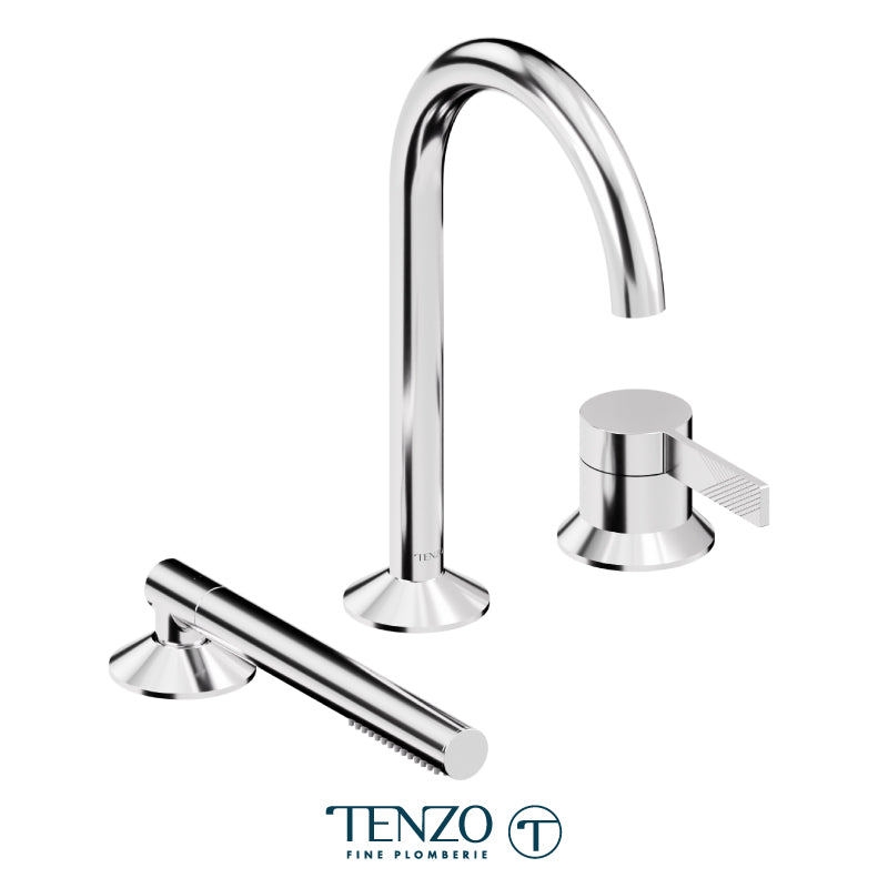 Tenzo Paloma Deck Mount 3 Pcs Tub Filler Chrome - PAL35-CR