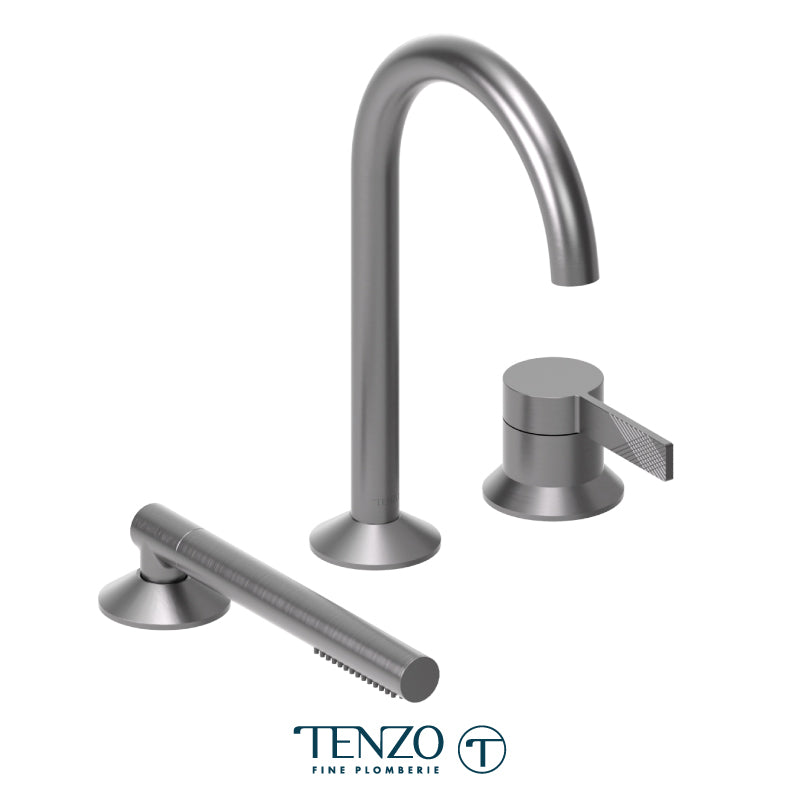 Tenzo Paloma Deck Mount 3 Pcs Tub Filler Gun Metal - PAL35-GM