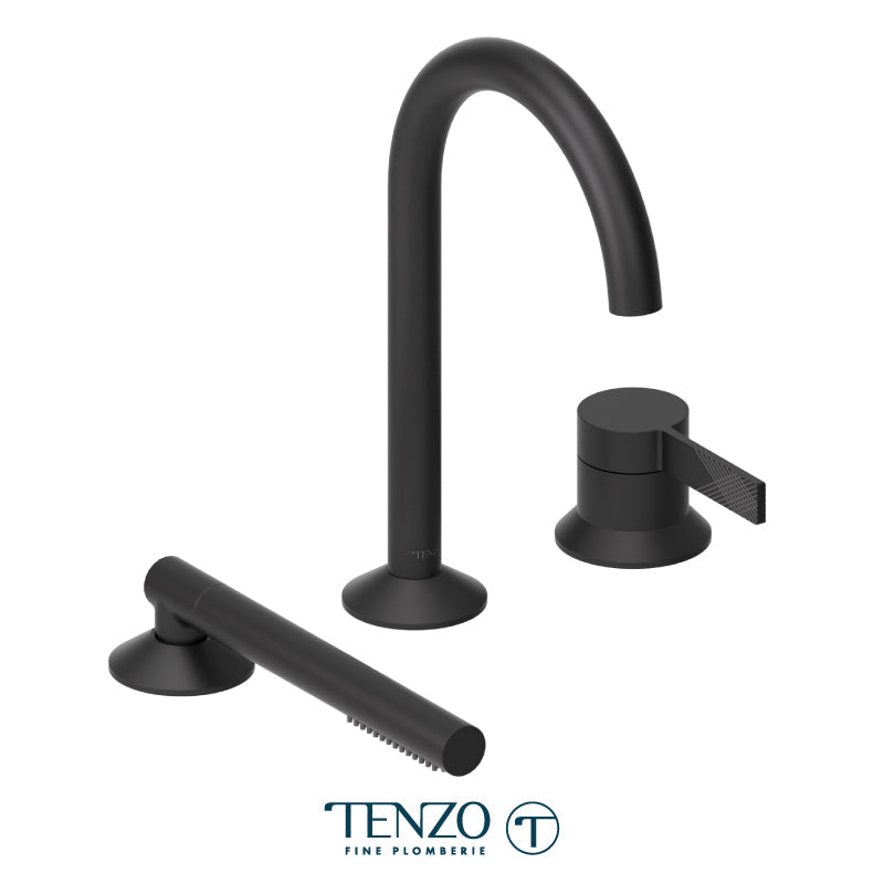 Tenzo Paloma Deck Mount 3 Pcs Tub Filler Matte Black - PAL35-MB